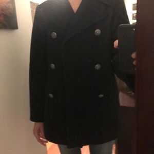 Vintage Pea Coat black 6 button wool